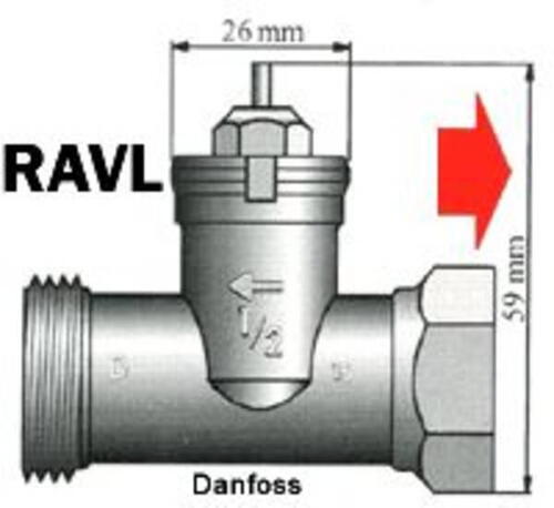 Adaptor til Danfoss RAVL ventil fra M30x1,5 Messing